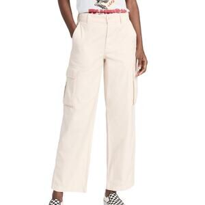Madewell Low Slung Cream Straight Cargo Pants Wide Leg Size 24